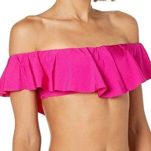 Trina Turk Monaco of the shoulder bikini top size 8 NWT Vibrant Pink